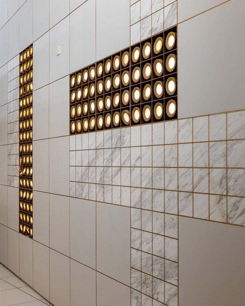Natural stone feature wall in a lobby setting